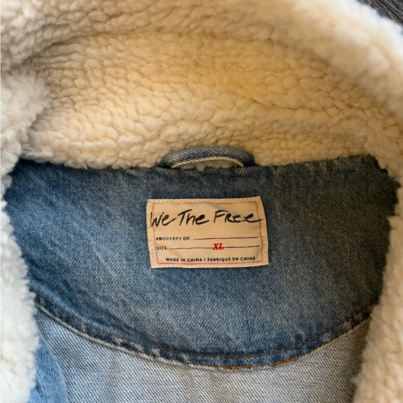 Free People Sherpa Trim Denim Chore Jacket - Picture 3 of 5